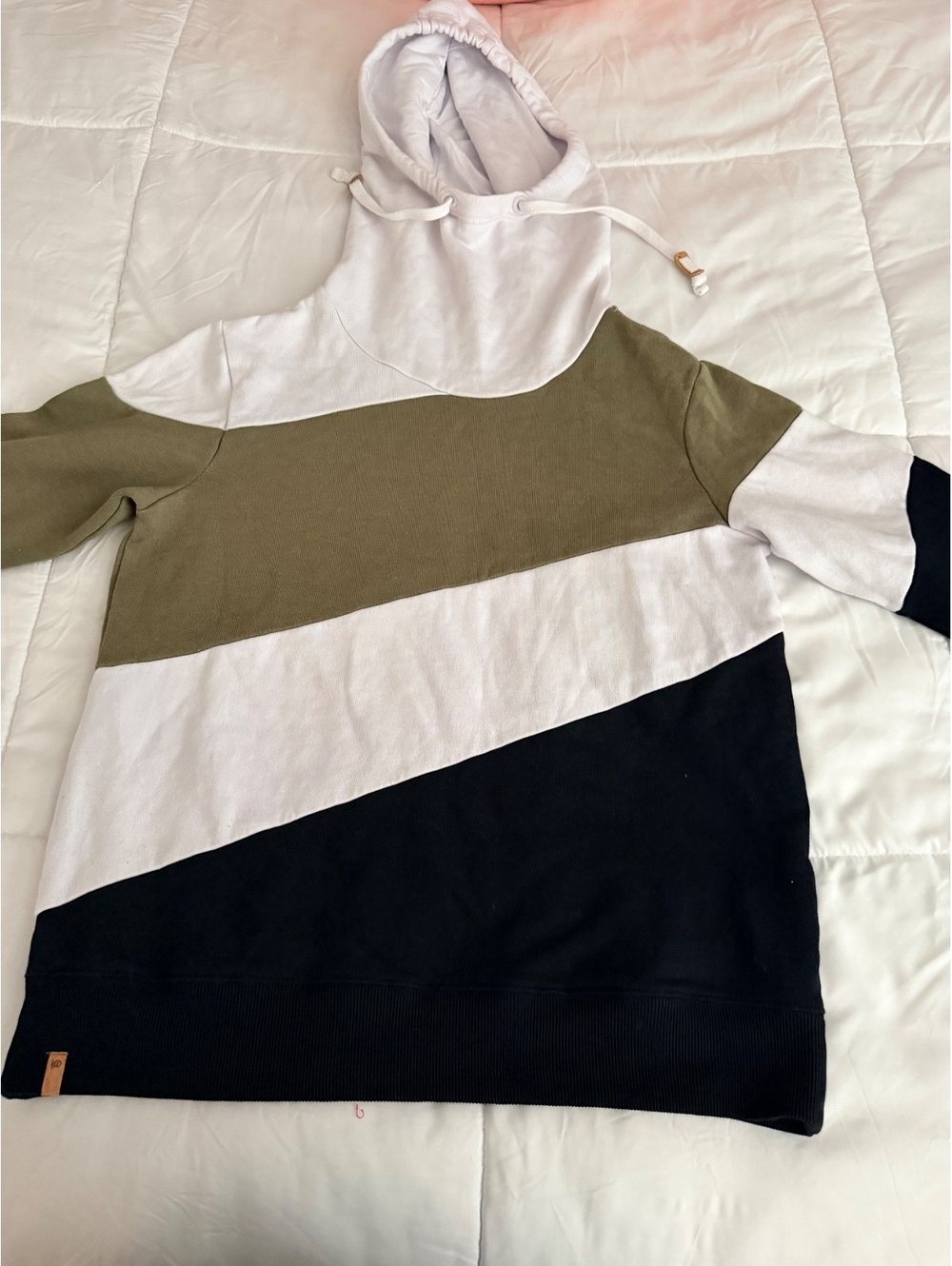 Colorblock Hooded Pullover Sweatshirt Size M